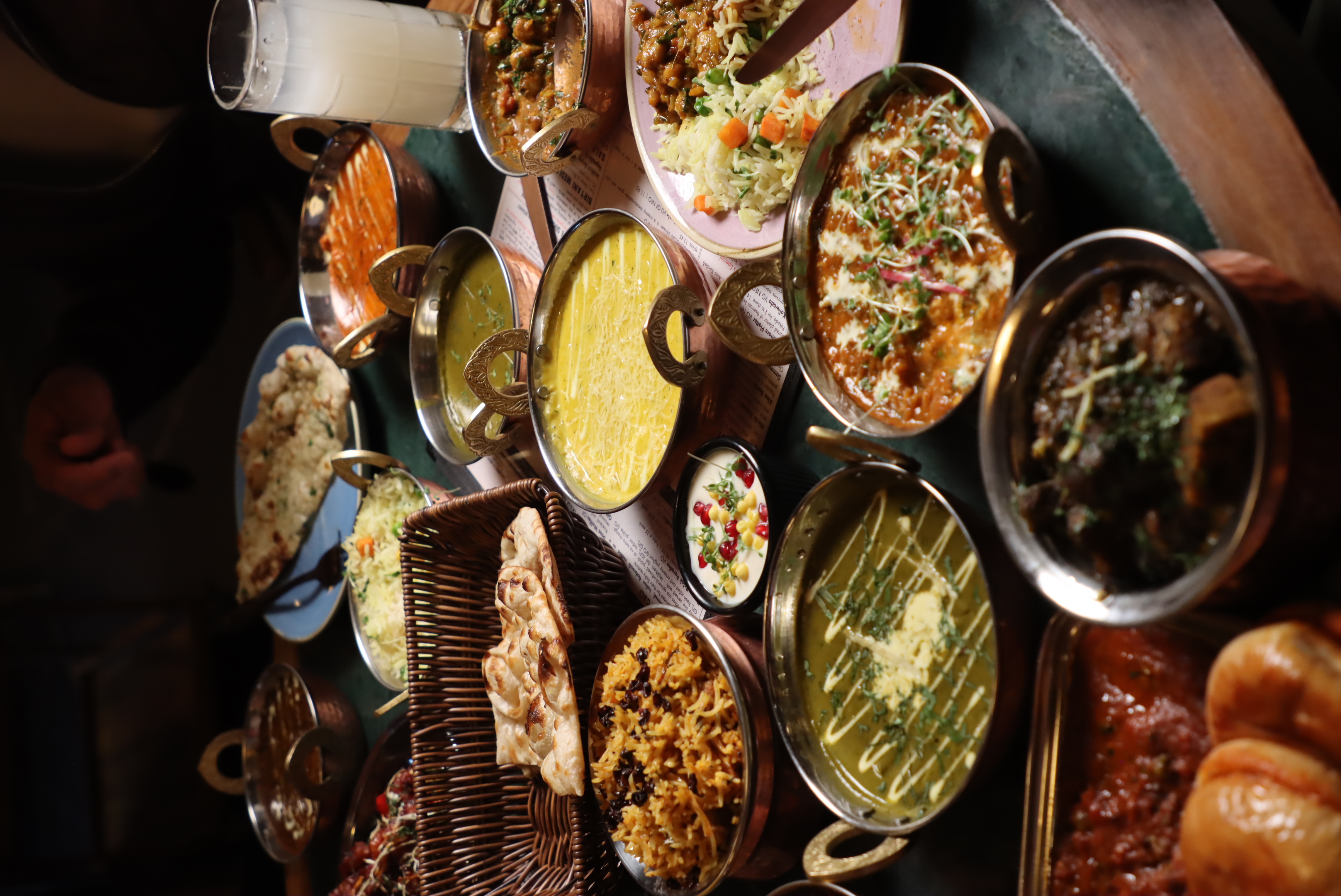 A generous spread of Indian vegetarian dishes at Namaste Village